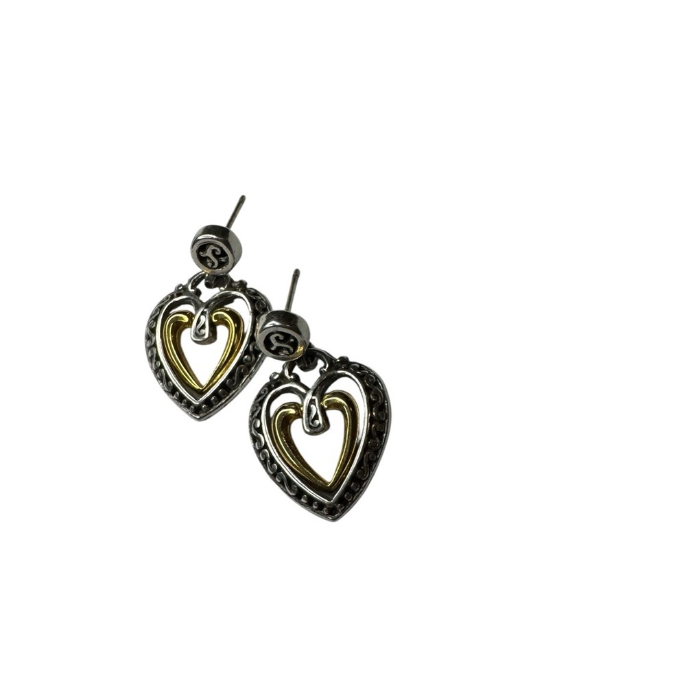 Brighton  Silver and Gold tone Heart Earrings no backs - Picture 2 of 4